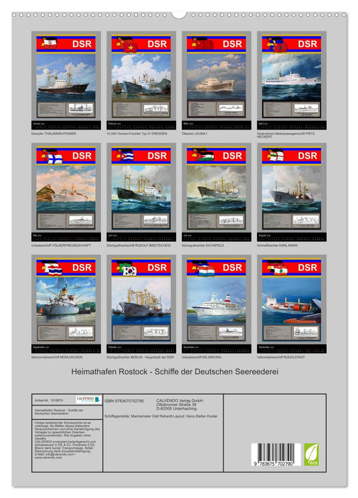 Heimathafen Rostock - Schiffe der Deutschen Seereederei (CALVENDO Premium Wandkalender 2024)