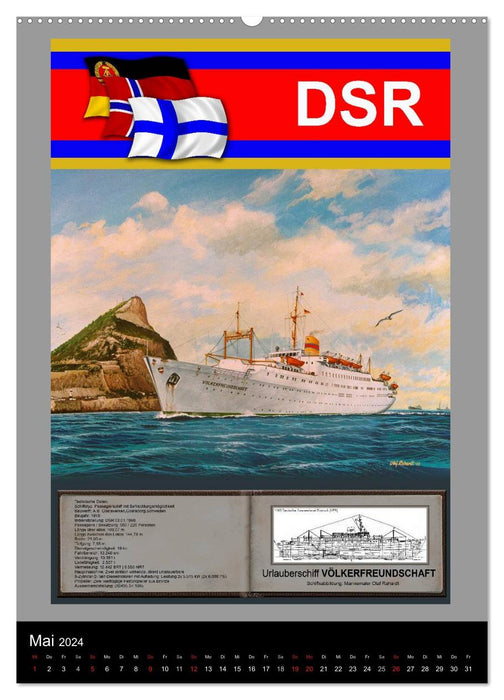 Heimathafen Rostock - Schiffe der Deutschen Seereederei (CALVENDO Premium Wandkalender 2024)