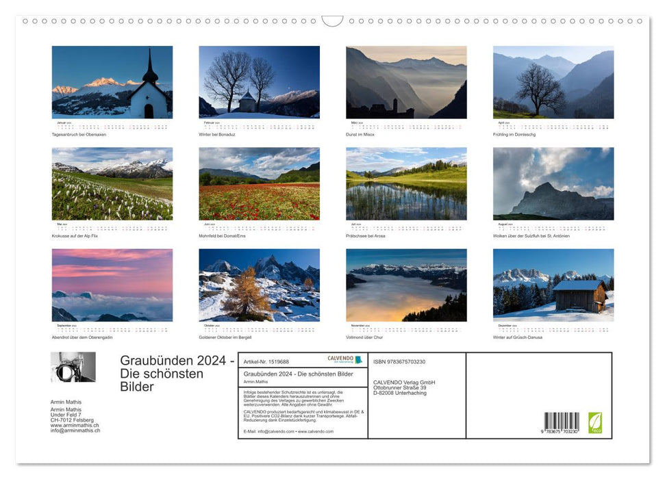 Graubünden 2024 - Die schönsten Bilder (CALVENDO Wandkalender 2024)