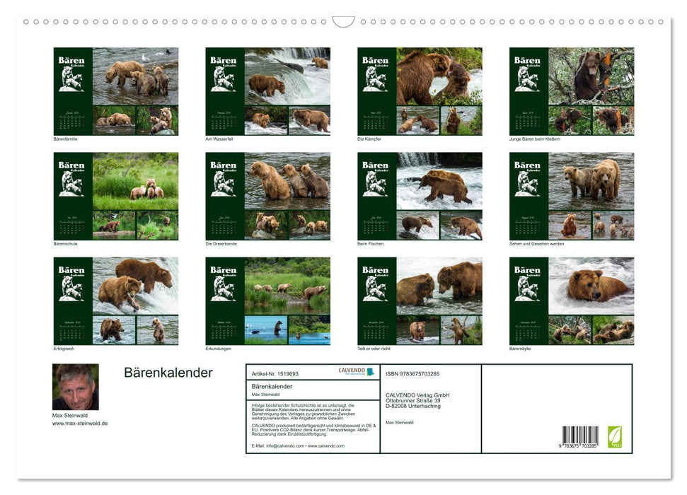 Bärenkalender (CALVENDO Wandkalender 2024)