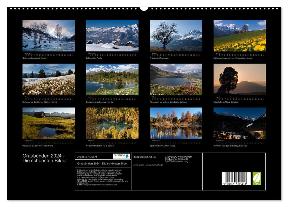 Graubünden - Die schönsten Bilder (CALVENDO Premium Wandkalender 2024)