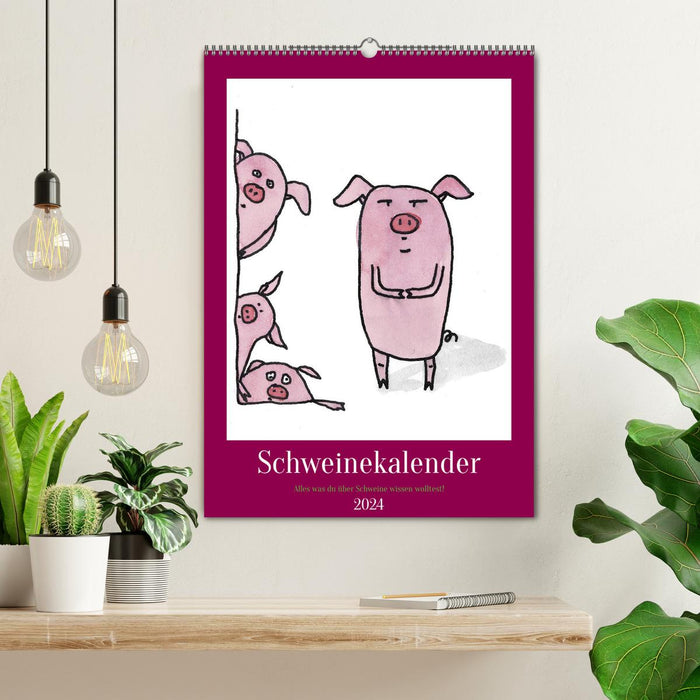 Schweinekalender - Alles was du über Schweine wissen wolltest! (CALVENDO Wandkalender 2024)