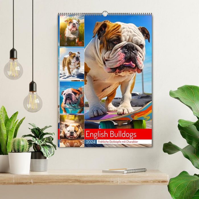 English Bulldogs. Fröhliche Dickköpfe mit Charakter (CALVENDO Wandkalender 2024)