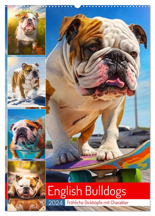 English Bulldogs. Fröhliche Dickköpfe mit Charakter (CALVENDO Wandkalender 2024)