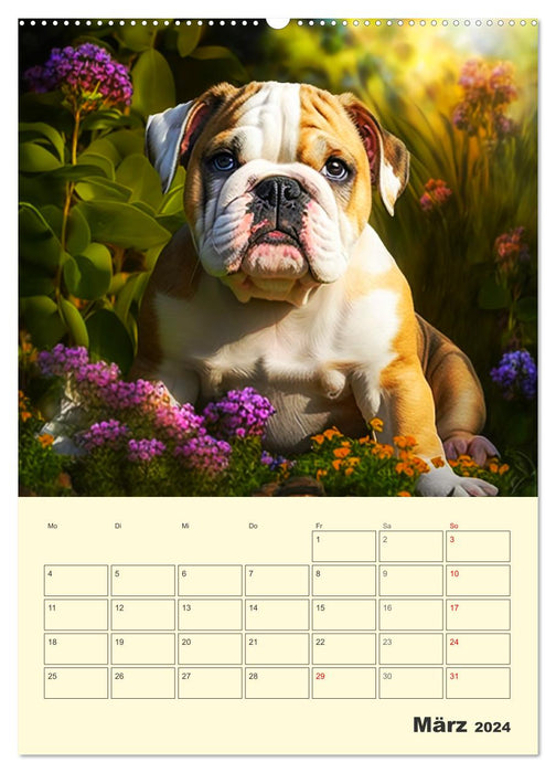 English Bulldogs. Fröhliche Dickköpfe mit Charakter (CALVENDO Wandkalender 2024)