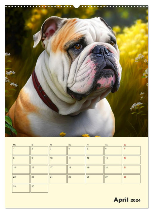 English Bulldogs. Fröhliche Dickköpfe mit Charakter (CALVENDO Wandkalender 2024)