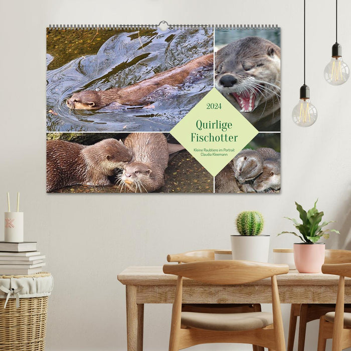 Quirlige Fischotter (CALVENDO Wandkalender 2024)