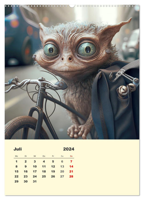 Kleine Gangster. Lustige Monster im Alltag (CALVENDO Premium Wandkalender 2024)