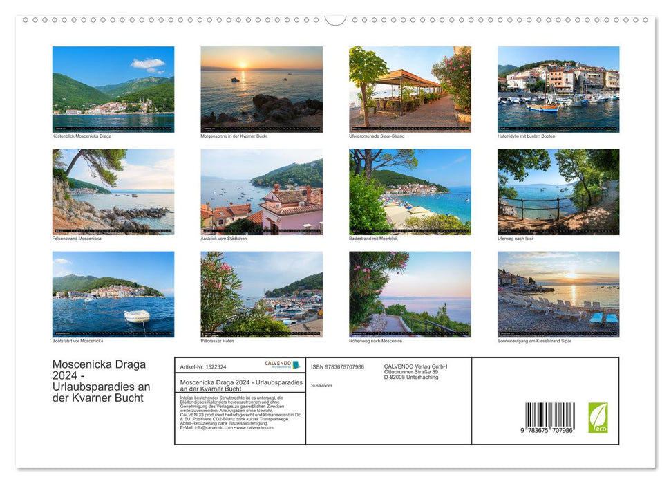 Moscenicka Draga 2024 - Urlaubsparadies an der Kvarner Bucht (CALVENDO Premium Wandkalender 2024)