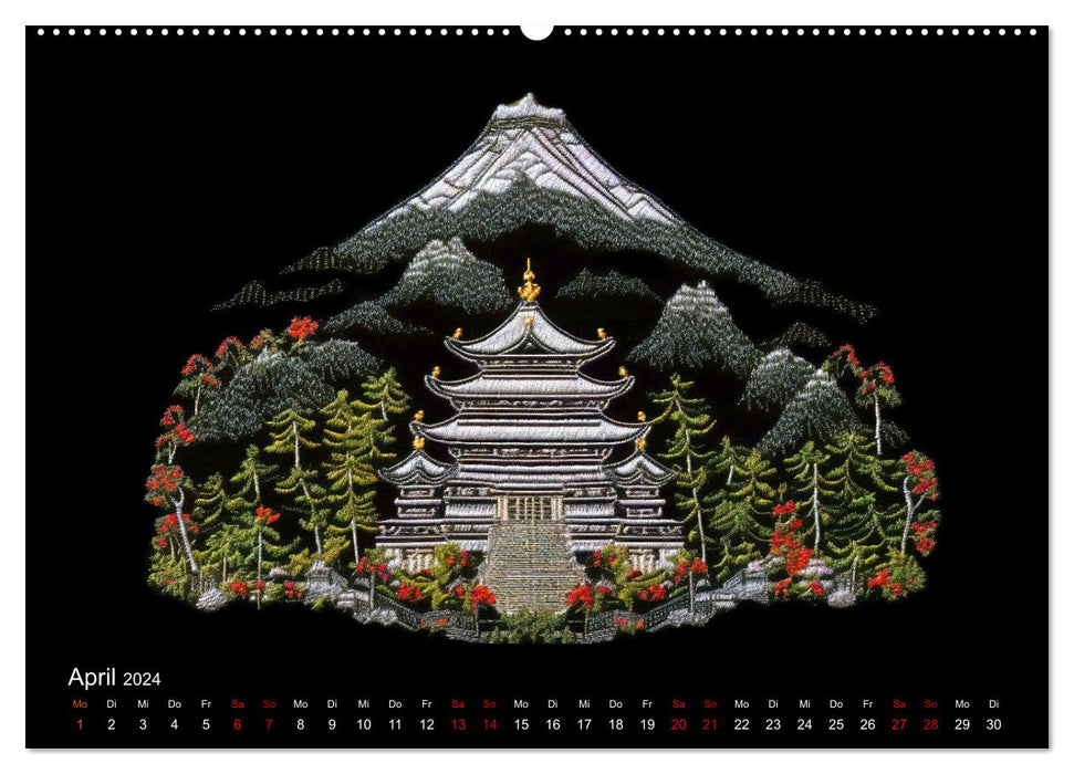 Japanische Stickerei - Hommage an die Ästhetik des Landes (CALVENDO Wandkalender 2024)