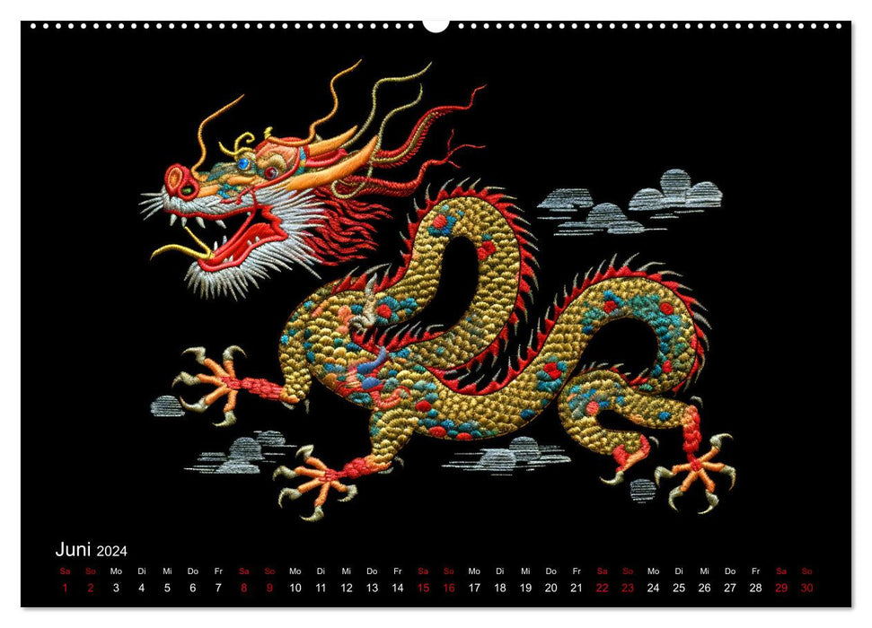 Japanische Stickerei - Hommage an die Ästhetik des Landes (CALVENDO Premium Wandkalender 2024)