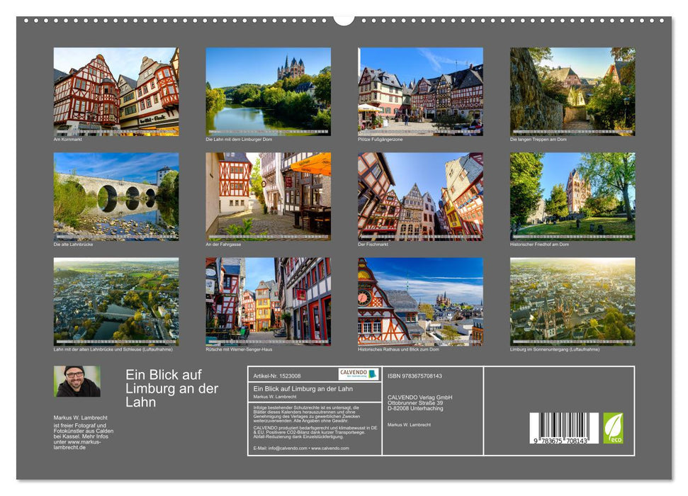 Ein Blick auf Limburg an der Lahn (CALVENDO Premium Wandkalender 2024)