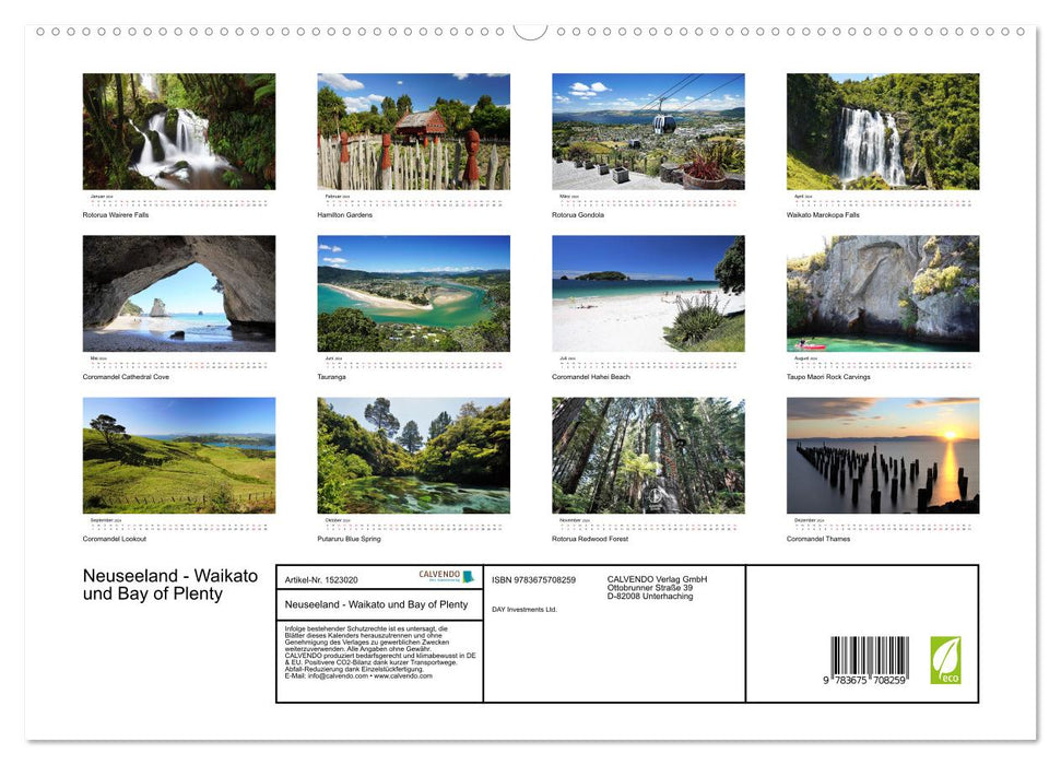 Neuseeland - Regionen Waikato und Bay of Plenty (CALVENDO Premium Wandkalender 2024)