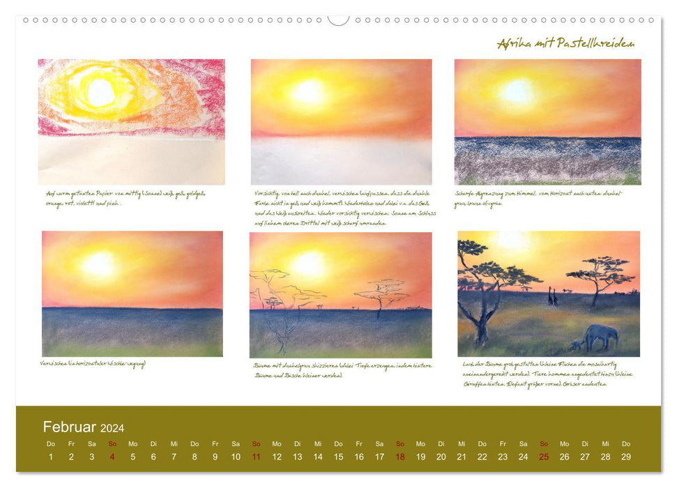 Voller Freude mit Malen durch das Jahr! 12 ausführliche Schritt-für-Schritt-Anleitungen (CALVENDO Premium Wandkalender 2024)