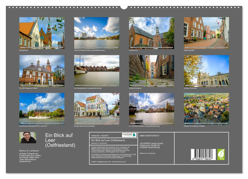 Ein Blick auf Leer (Ostfriesland) (CALVENDO Premium Wandkalender 2024)