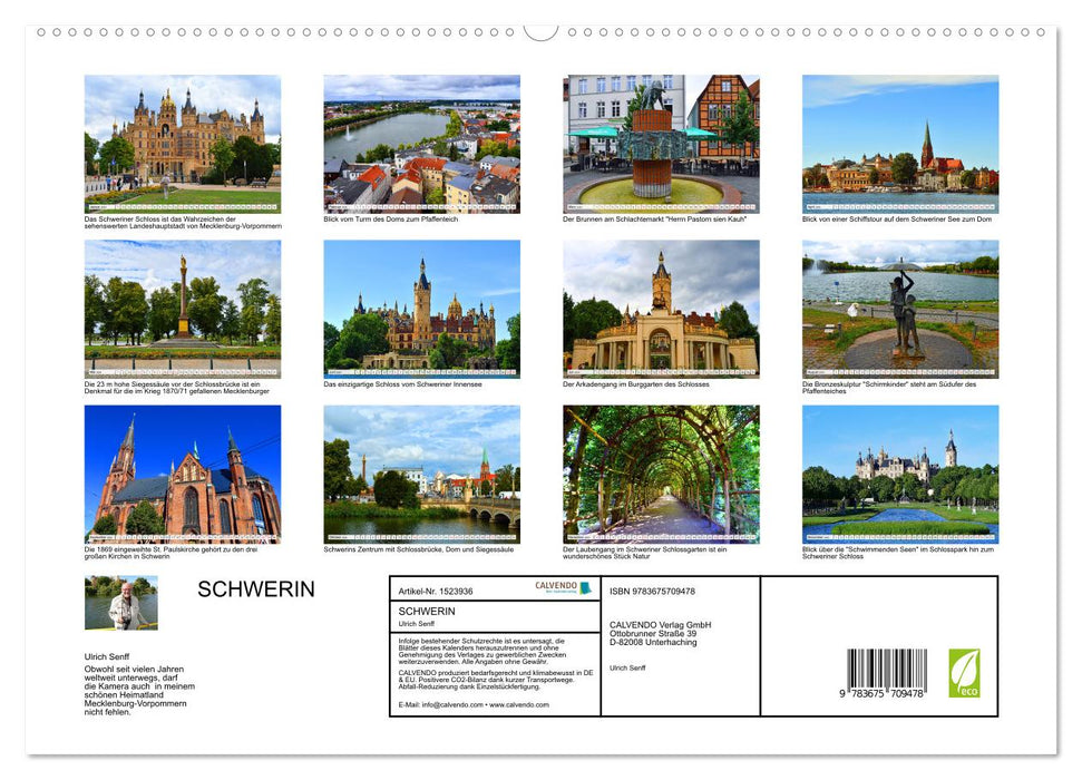 SCHWERIN, la magnifique capitale du Land de Mecklembourg-Poméranie occidentale (Calendrier mural CALVENDO Premium 2024) 
