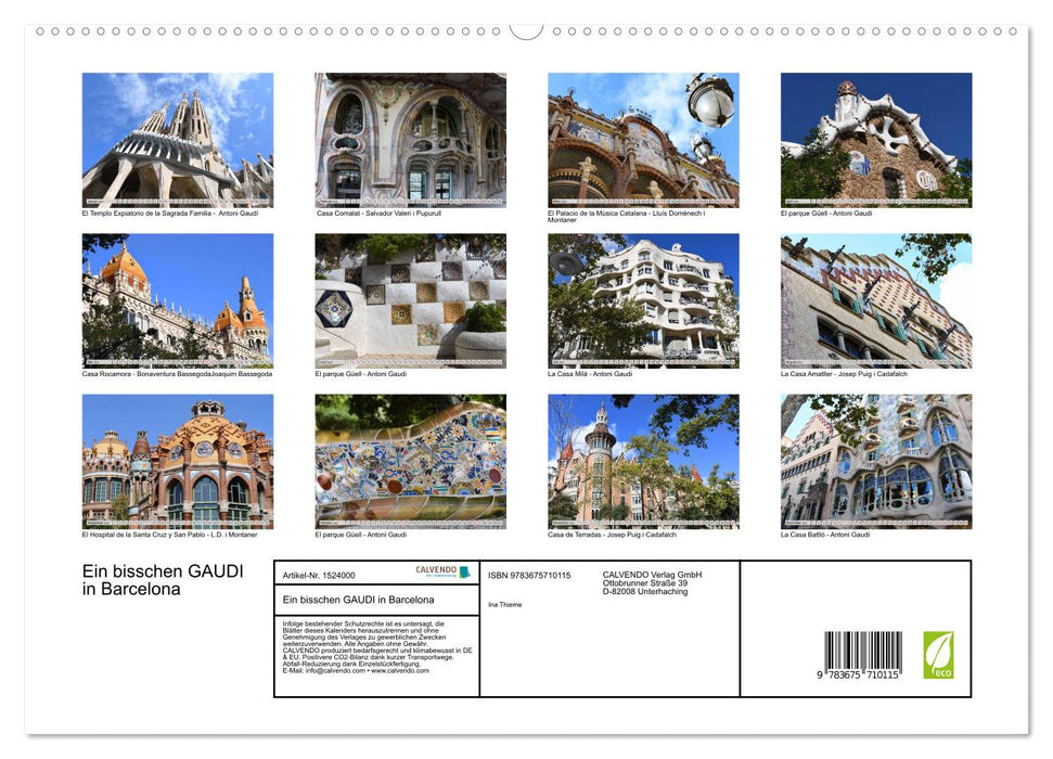 Un peu de GAUDI à Barcelone (Calendrier mural CALVENDO Premium 2024) 