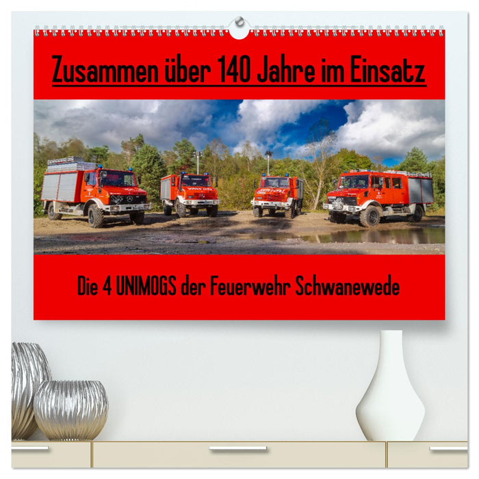 Les 4 UNIMOGS des pompiers de Schwanewede (Calendrier mural CALVENDO Premium 2024) 