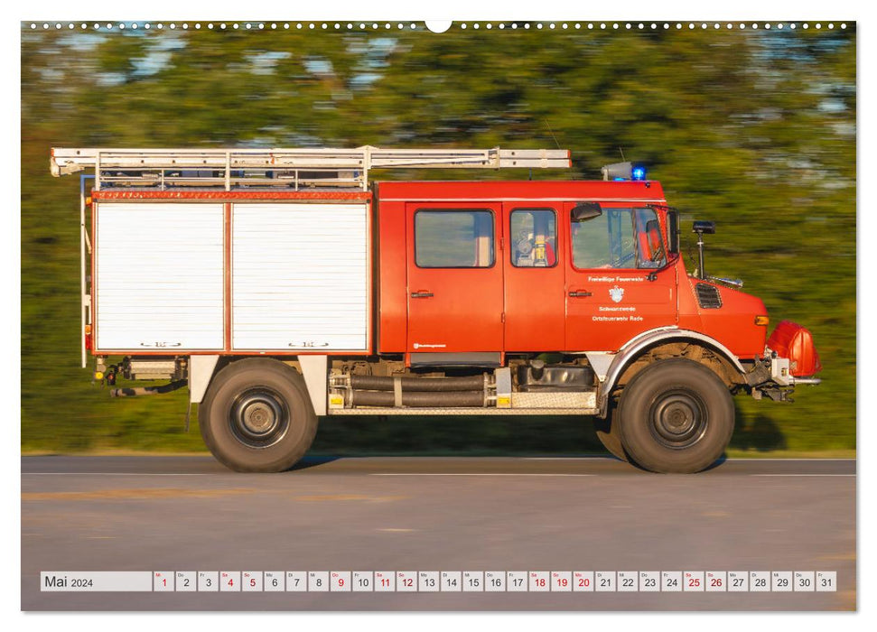 The 4 UNIMOGS of the Schwanewede Fire Department (CALVENDO Premium Wall Calendar 2024) 