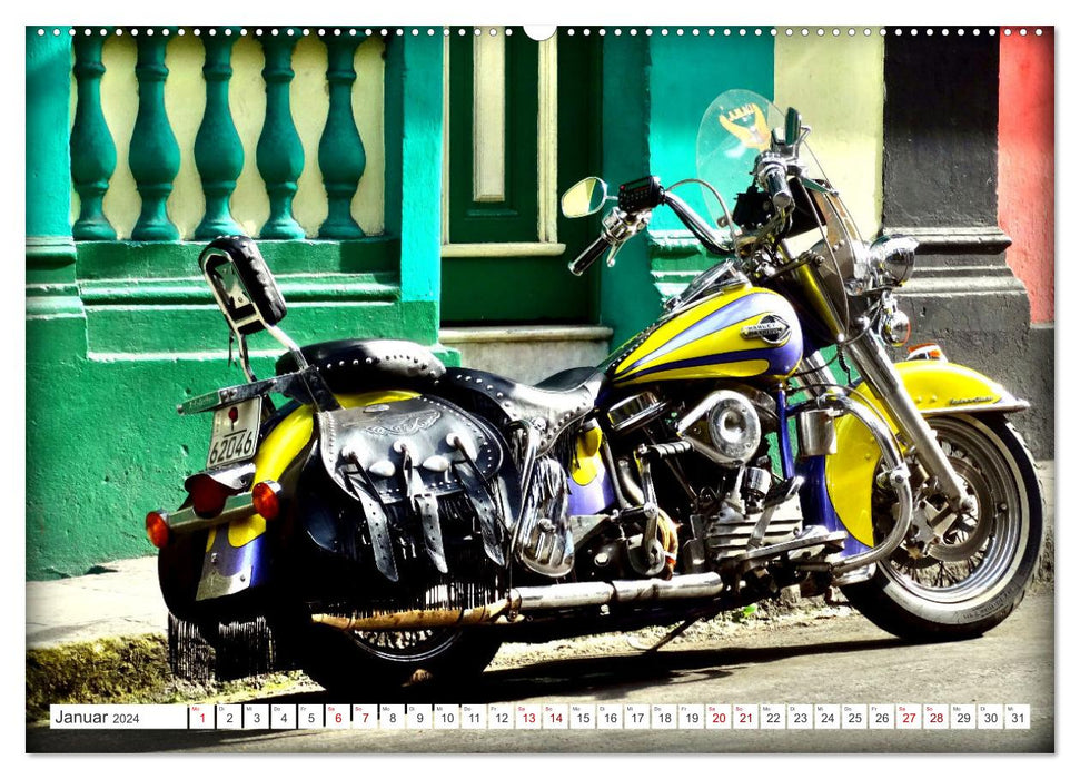 Harley-Davidson - Eine Kultmarke in Kuba (CALVENDO Premium Wandkalender 2024)