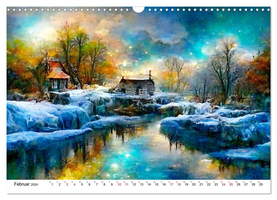 Fantasie Cottages - Ein Jahr durch die Märchenwelt (CALVENDO Wandkalender 2024)