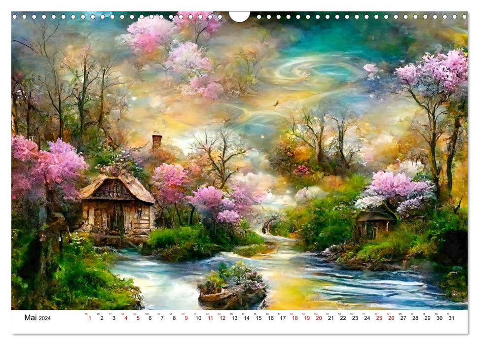 Fantasie Cottages - Ein Jahr durch die Märchenwelt (CALVENDO Wandkalender 2024)