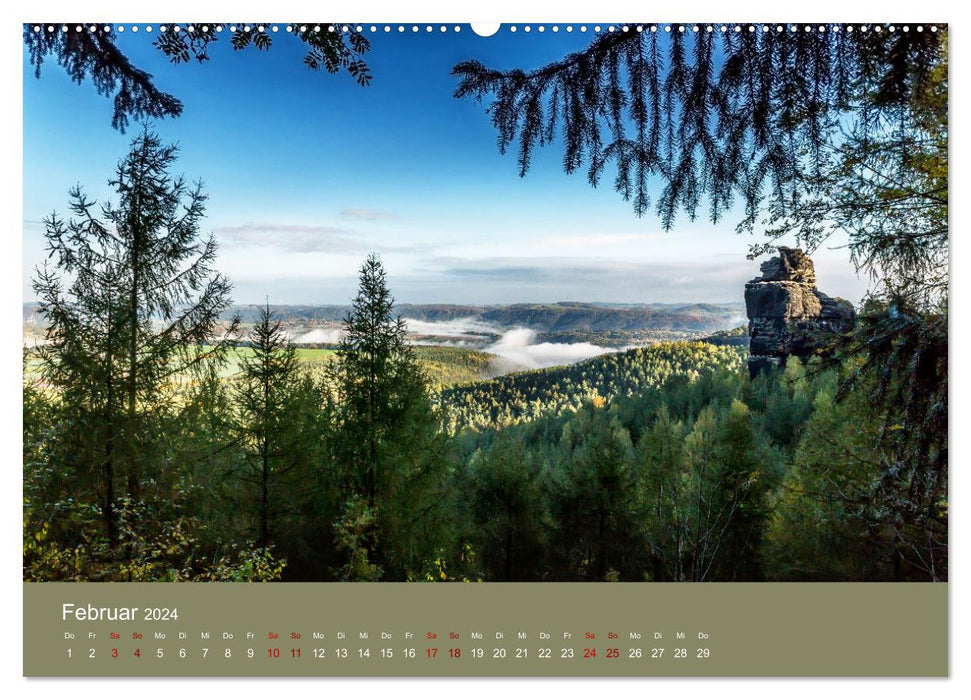 Auf den Bergen der Sächsischen Schweiz (CALVENDO Wandkalender 2024)