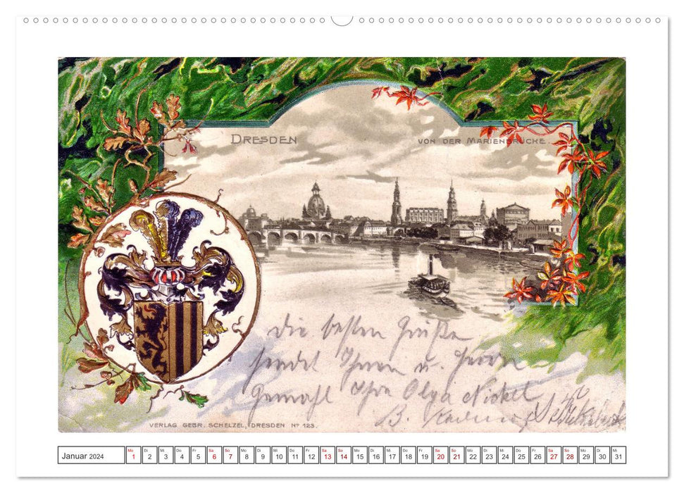 Gruss aus Dresden - Historische Stadtansichten (CALVENDO Wandkalender 2024)