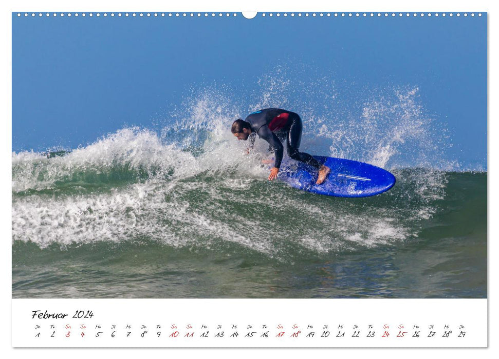 Surfen in der Bretagne (CALVENDO Wandkalender 2024)