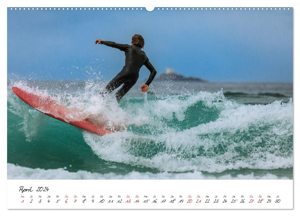 Surfen in der Bretagne (CALVENDO Wandkalender 2024)