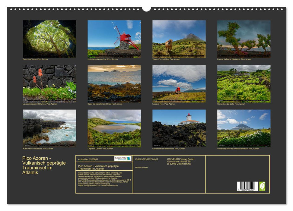 Pico Açores - île de rêve volcanique dans l'Atlantique (calendrier mural CALVENDO 2024) 