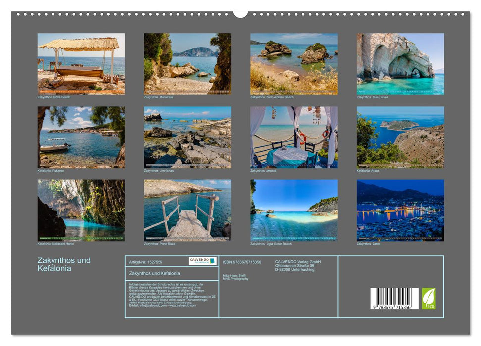 Les îles de rêve de Zakynthos et Céphalonie dans la mer Ionienne (Calvendo Premium Wall Calendar 2024) 