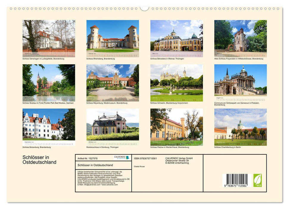 Schlösser in Ostdeutschland (CALVENDO Premium Wandkalender 2024)