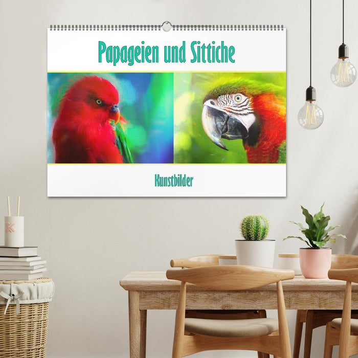 Parrots and parakeets - art pictures (CALVENDO wall calendar 2024) 