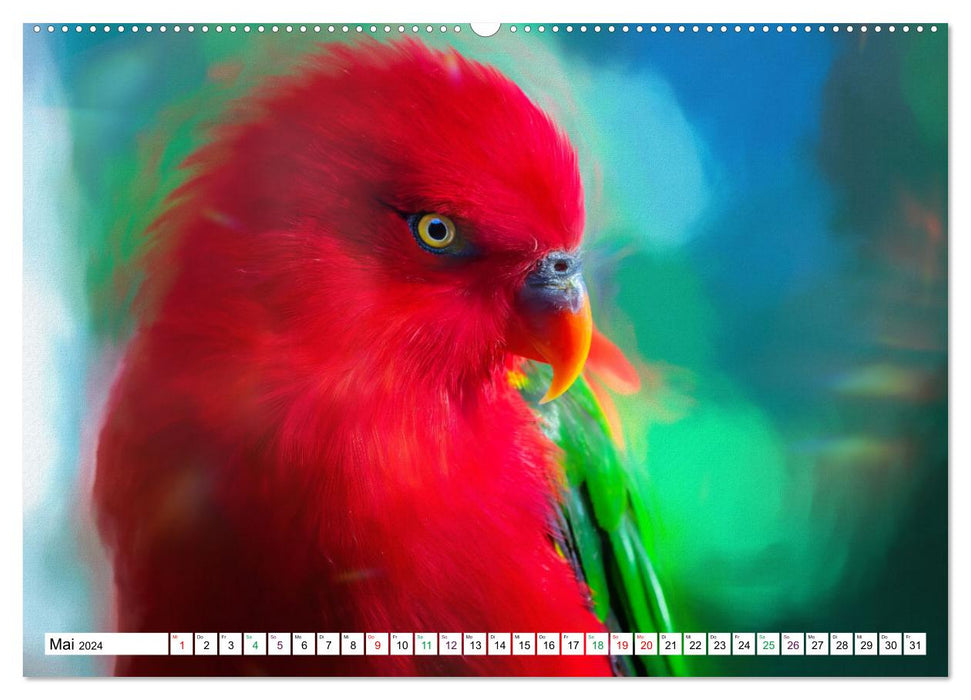 Parrots and parakeets - art pictures (CALVENDO wall calendar 2024) 