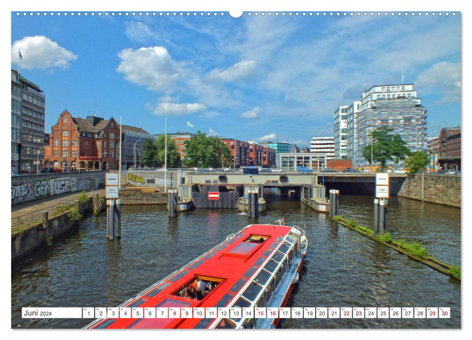 Hamburg an der Elbe – Impressionen eines Sommertages in der Hansestadt (CALVENDO Premium Wandkalender 2024)
