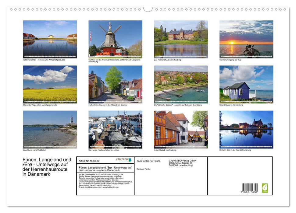 Funen, Langeland and Ærø - On the way on the "mansion route" in Denmark (CALVENDO wall calendar 2024) 
