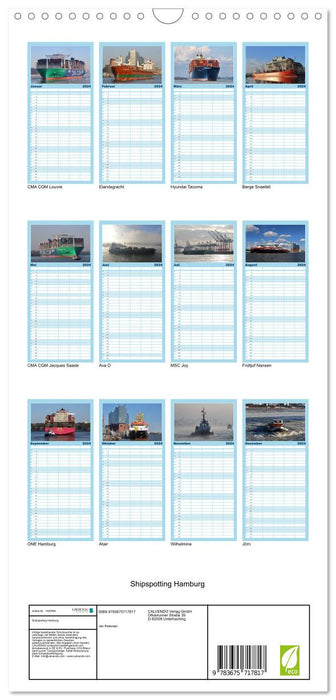 Shipspotting Hamburg (CALVENDO Familienplaner 2024)