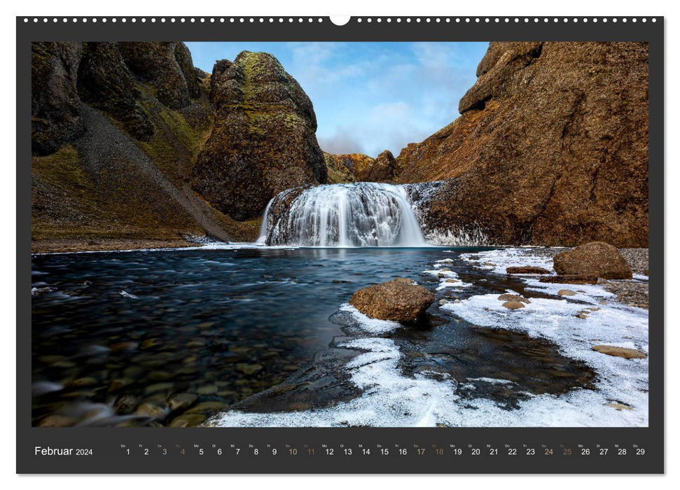 Island - Die schönsten Wasserfälle (CALVENDO Wandkalender 2024)