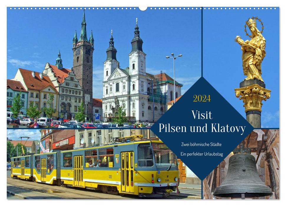 Visit Pilsen & Klatovy - Zwei böhmische Städte - Ein perfekter Urlaubstag (CALVENDO Wandkalender 2024)