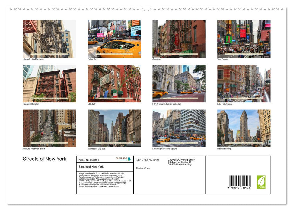 Streets of New York - Zu Fuß durch die Metropole der Superlative (CALVENDO Premium Wandkalender 2024)