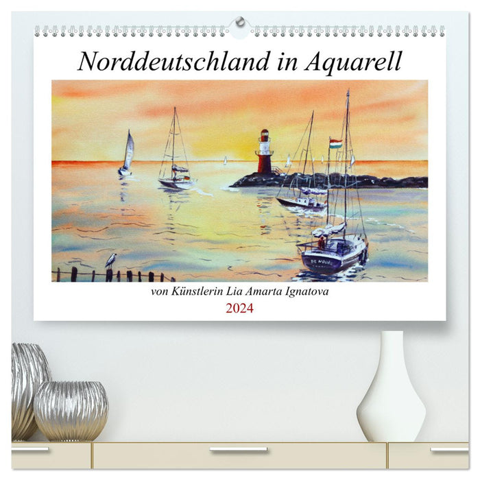 Norddeutschland in Aquarell (CALVENDO Premium Wandkalender 2024)