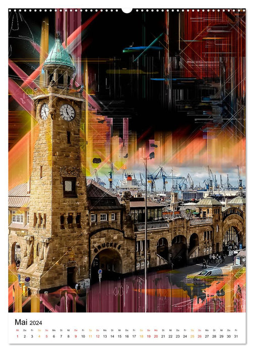 Hamburg bunte Stadt (CALVENDO Wandkalender 2024)