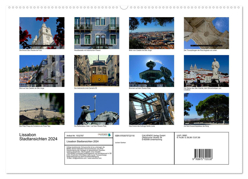Lisbon City Views 2024 (CALVENDO Premium Wall Calendar 2024) 
