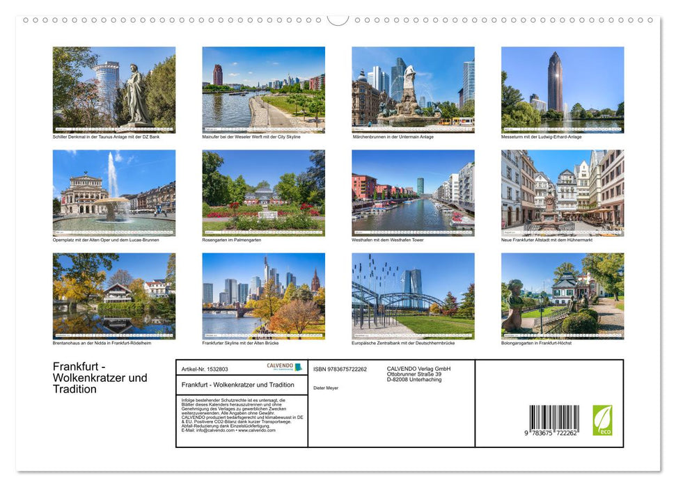 Frankfurt - Wolkenkratzer und Tradition (CALVENDO Premium Wandkalender 2024)