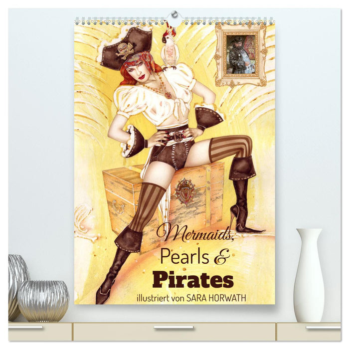 Mermaids, Pearls & Pirates. Sirenen, Perlen und Piraten. Phantasien mit Meeresrauschen (CALVENDO Premium Wandkalender 2024)