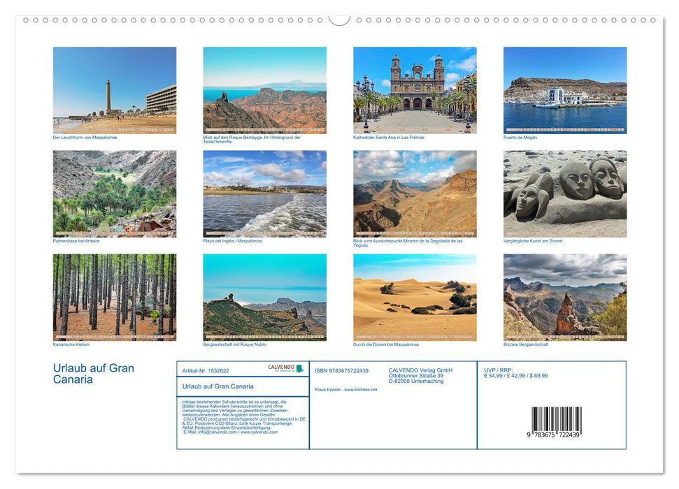 Vacances à Gran Canaria (calendrier mural CALVENDO 2024) 