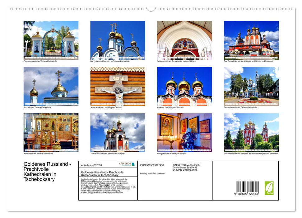 Russie dorée – Magnifiques cathédrales de Cheboksary (Calendrier mural CALVENDO Premium 2024) 