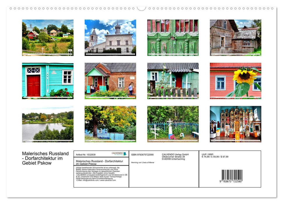 Russie pittoresque - Architecture de village dans la région de Pskov (Calendrier mural CALVENDO Premium 2024) 