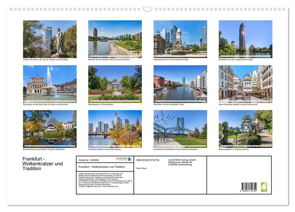 Frankfurt - Skyscrapers and Tradition (CALVENDO Wall Calendar 2024) 